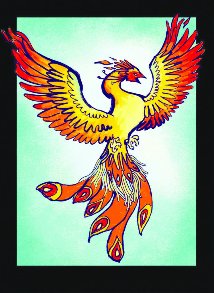 A painting of a phoenix