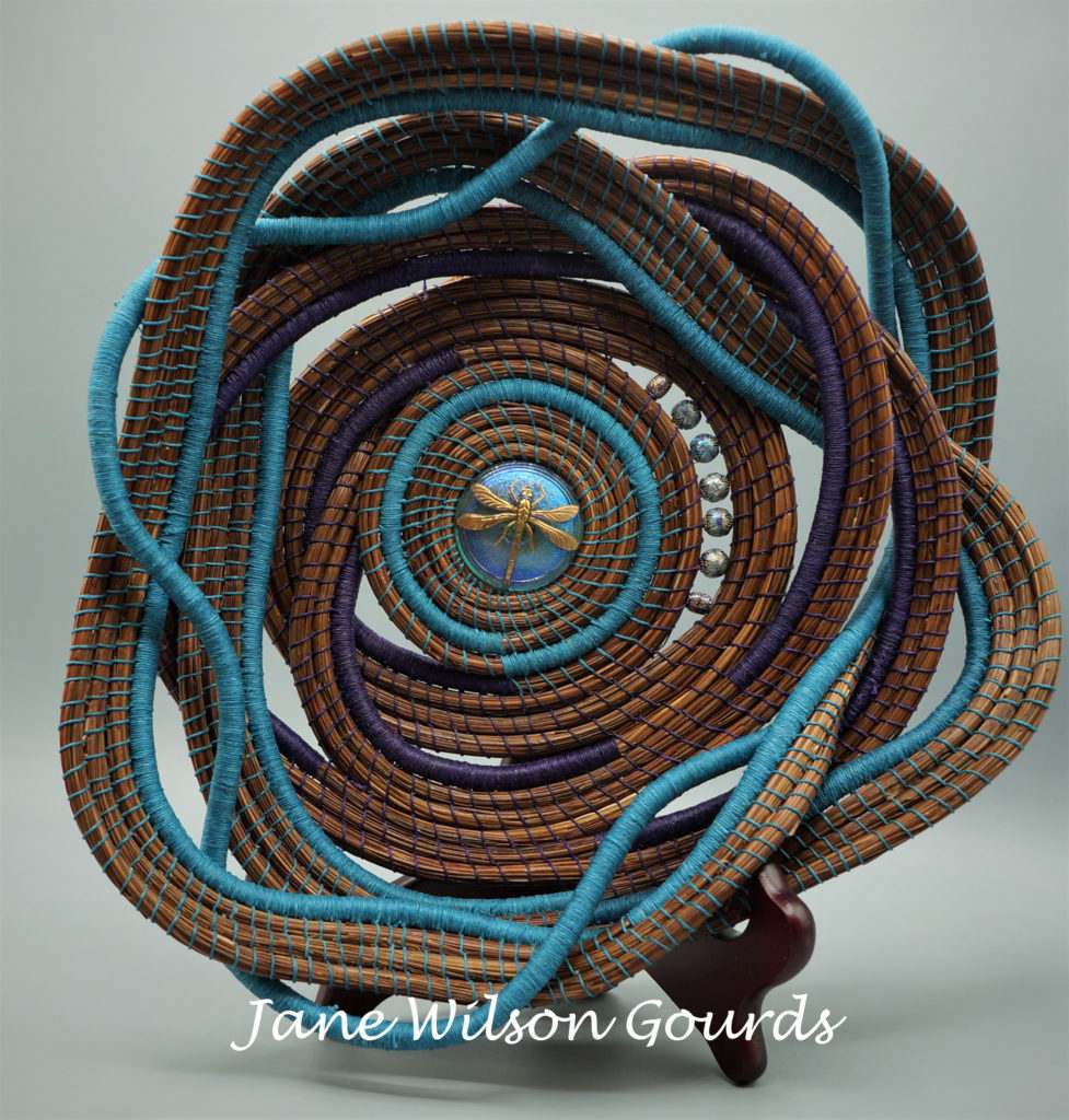 5th grade coiled yarn basket weaving; approx. 5 diameter; lesson by art  teacher: Susan Joe