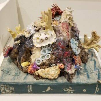 Sculpture of coral atop an old book