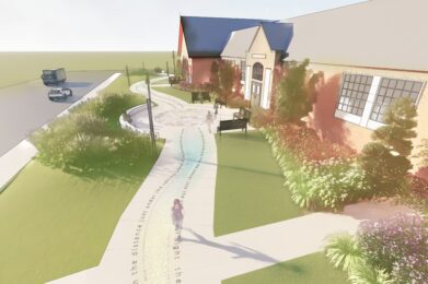 Rendering of the Poetry Path at the Lincoln City Cultural Plaza